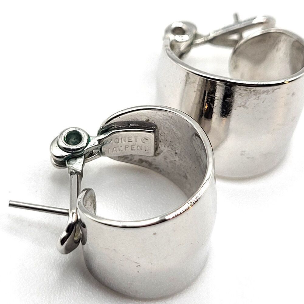 Monet Silver Hoop Earrings 0.5in Wide